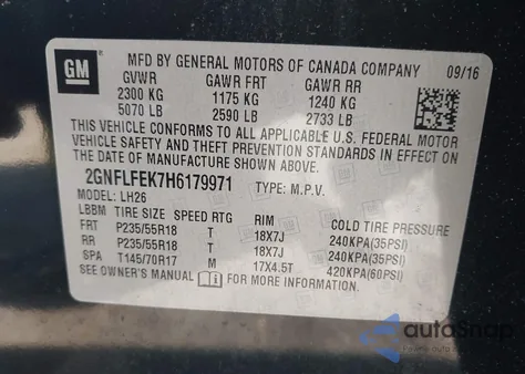 2017 Chevrolet Equinox Lt z USA, uszkodzony, nr VIN 2GNFLFEK7H6179971